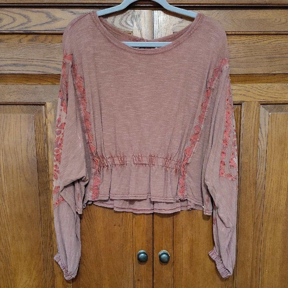 Free people Women's Mauve Lace Detail Top